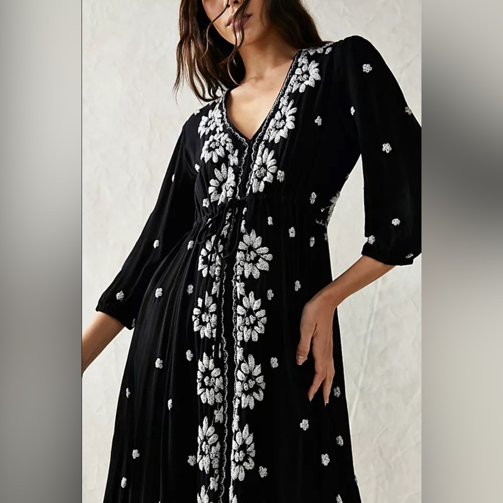 Free People Embroidered Boho Maxi Dress (Lg)